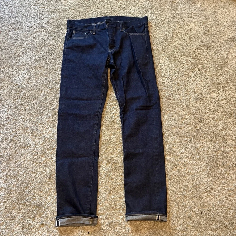 Uniqlo Indigo Selvedge Denim Slim Straight Cut 34x32 EUC - Picture 1 of 7